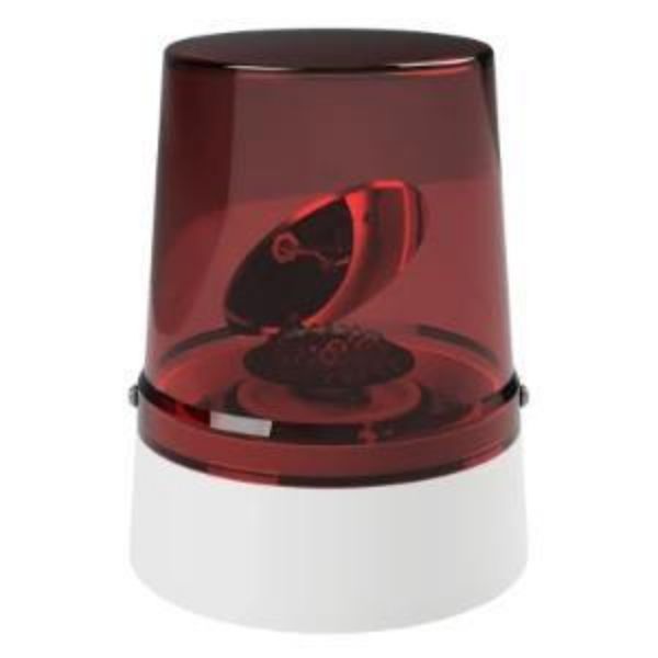 Picture of Deegee Series H IP65 Rotating Mirror Beacon 12-48Vdc with White Base 225 x IP65 175 dia. (mm) Red